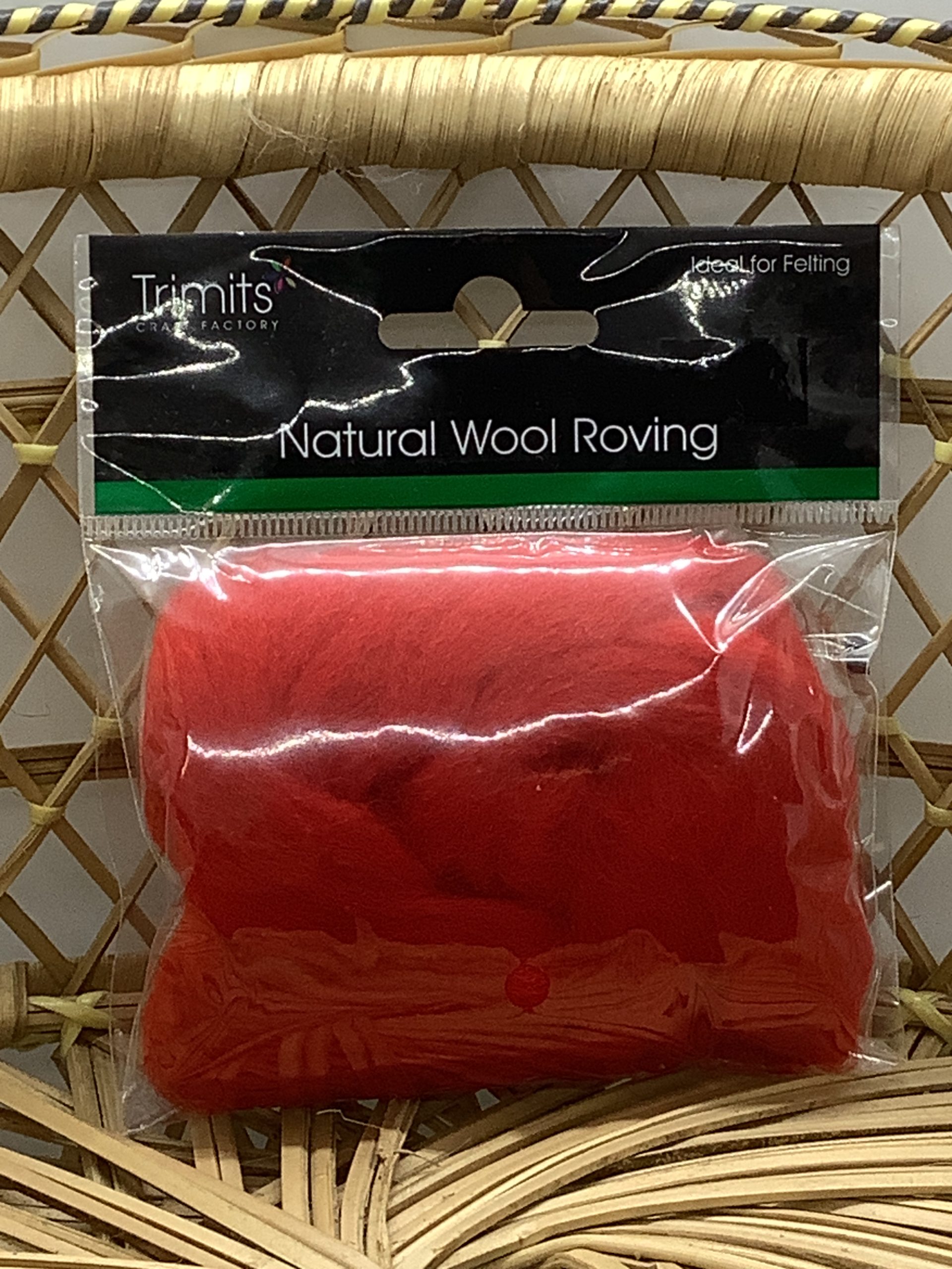 Natural Wool Roving Needle Felting Yarn Red 10g The Dropped Stitch
